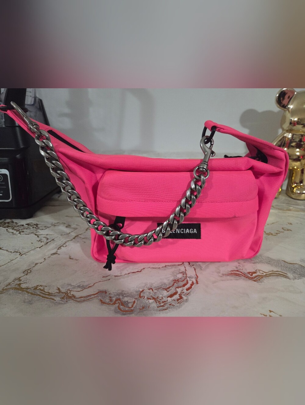 Balenciaga Pink Chain-Accent Crossbody Bag